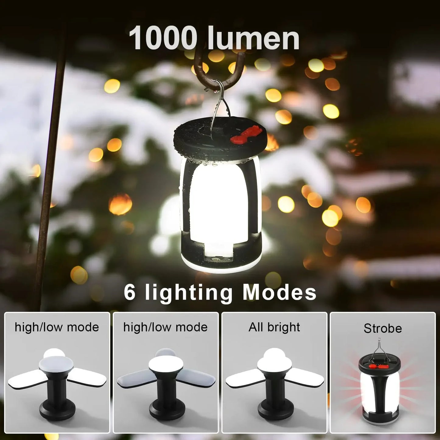 Solar Camping Lantern & Power Bank | 1000LM Rechargeable LED Light